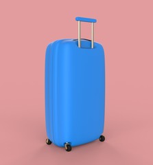 3d rendering of a blue travel suitcase with different views