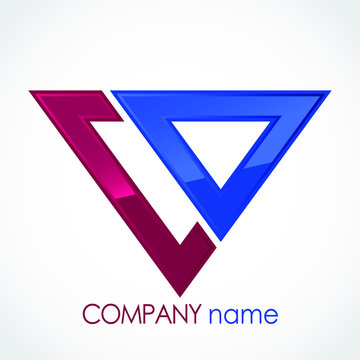 glossy linear triangle purple blue logo design