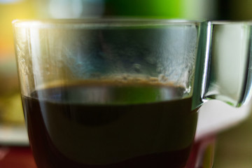 tasty glass cup with fresh coffee