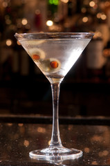 Vodka Gin Martini with Two Olives