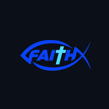 Christian fish symbol. Religious faith emblem. Concept Christianity ichthus icon. Vector illustration.