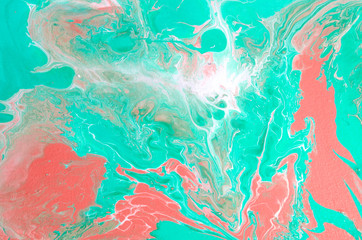Fototapeta na wymiar Marble art. Abstract, Acrylic Painting - Pink, Green