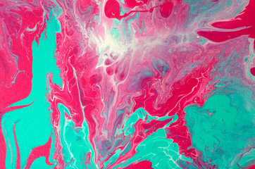 Marble art. Abstract, Acrylic Painting - Pink, Green