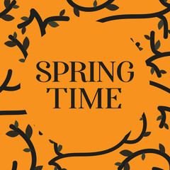 Orange Cute pattern of twigs. Motives are randomly scattered. Elegant template for fashion prints.