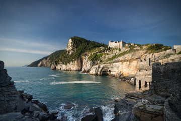 Fototapeta na wymiar View to Castello Doria in Portovenere, Italy