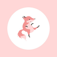 Cute fox. Children's drawing.