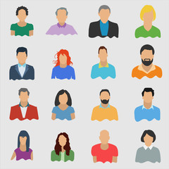 Vector illustration of people, business men and business women avatar icons. Flat design people characters. 