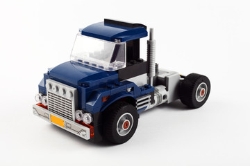Toy truck, white background, isolate