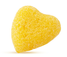 Yellow sweet candy heart made of sugar