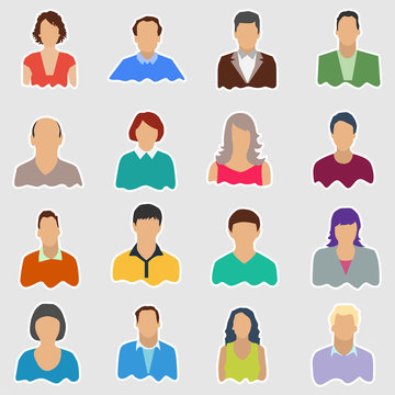 Vector illustration of people, business men and business women avatar icons. Flat design people characters. 