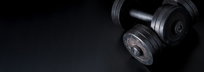 Obraz na płótnie Canvas dumbbell banner sport lift weght fitness gym