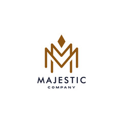 M logotype icon MM logo with crown element symbol in trendy minimal elegant and luxury style - obrazy, fototapety, plakaty
