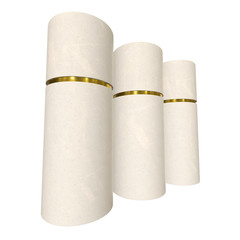 Kraft paper cardboard tube package with gold part mock up. 3d render isolated on white background.