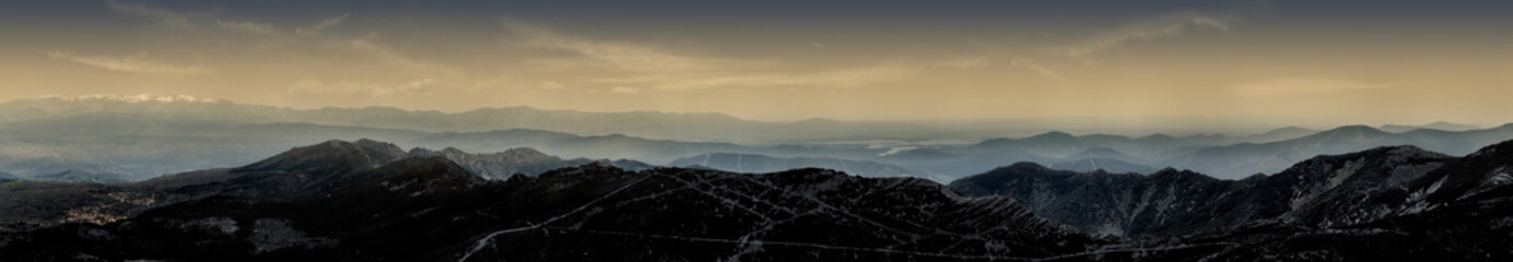 Spectacular layers of mountain scenery in central system, Spain, Europe.