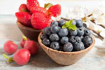 Blueberries and strawberries