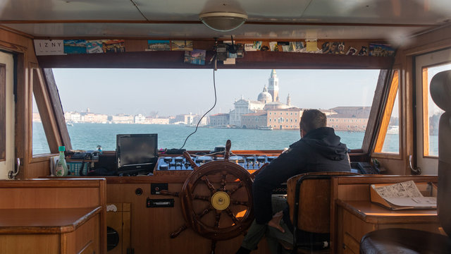 View of the Beautiful Venice City from inside ship's cabin