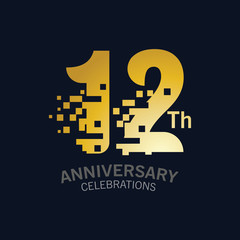 12 Year Anniversary logo template. Design Vector template for celebration