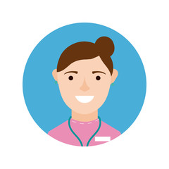 female doctor character block and flat style