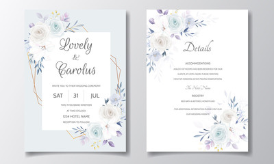 Fototapeta na wymiar Beautiful and elegant floral wedding invitation