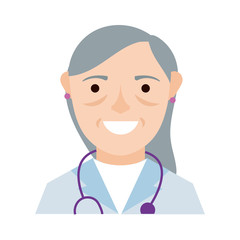 Fototapeta premium female doctor with stethoscope character flat style