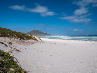 Fototapeta na wymiar South African beach life landscape with white sand and awesome background