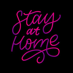Slogan stay at home safe quarantine pandemic letter text words calligraphy vector illustration