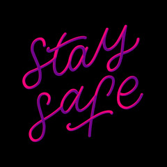 Obraz premium Slogan stay home safe quarantine pandemic letter text words calligraphy vector illustration