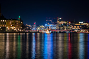 Fototapeta na wymiar Stockholm harbor night view