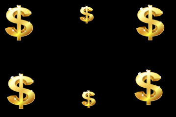 gold dollar symbol on a black background