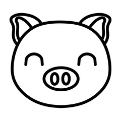 cute little piggy line style icon