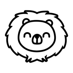 cute little porcupine animal line style icon