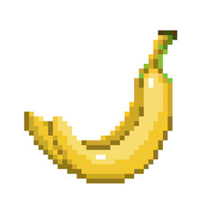 Fototapeta premium Pixel art banana icon, 32X32 vector illustration