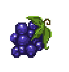 Fototapeta premium pixel art bunch of grapes icon, 32X32 vector