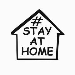 STAY AT HOME concept vector. Conceptual quarantine vector template.
Coronavirus COVID-19. Vector information template symbol of the image of the house and lettering.