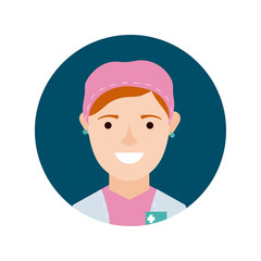 female surgeon character block and flat style icon