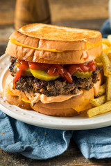 Unhealthy Grilled Cheese Hamburger