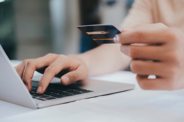 Customer shopping online pay by credit card.