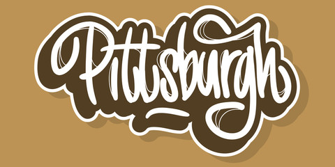 Pittsburgh Pennsylvania Usa Hand Drawn Lettering Vector Design.