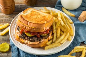 Unhealthy Grilled Cheese Hamburger