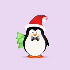 an illustration of cute penguin at Christmas