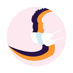 Sisterhood. Feminism. Gender equality. Women in mask. Pandemic of Coronavirus. Set of female face silhouettes. Colorful vector illustration.
