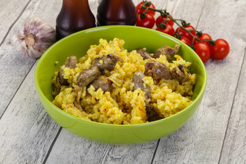 Rice with Chicken hearts