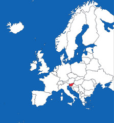 Slovenia highlighted on europe map. Blue sea background. Perfect for Business concepts, backgrounds, backdrop, sticker, chart, presentation and wallpaper.