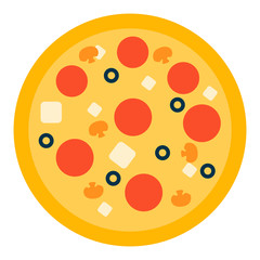 Obraz premium Pizza. Vector illustration in flat cartoon style.