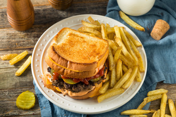 Unhealthy Grilled Cheese Hamburger