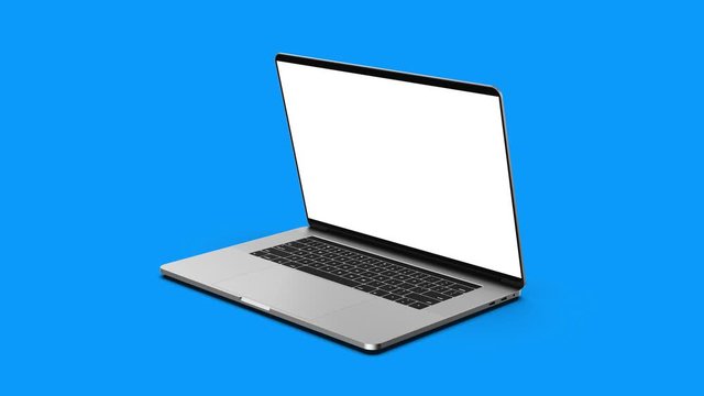 Laptop with blank screen isolated on background.  Template, mockup.