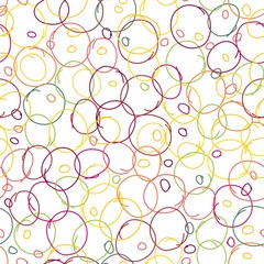 Seamless Endless Background Pattern of Funny Cute Circle Colorful Bubbles. Ink illustration. Geometric Pattern for Gift Wrapping Paper or Invitation Template. Hand Drawn Doodle Style Craft Backdrop.