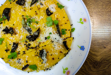 Gujrati Khaman Dhokla Its A Steamed Gram Flour Indian Savory Snack