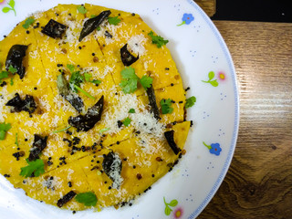 Gujrati Khaman Dhokla Its A Steamed Gram Flour Indian Savory Snack