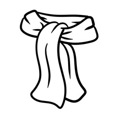 Warm winter scarf. Black and white cartoon illustration. Autumn clothes for the neck. Fashionable neckerchief